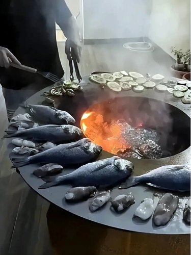 Brasero Plancha FIESTA ISLAND Gris 75cm | Cuisson Extérieure