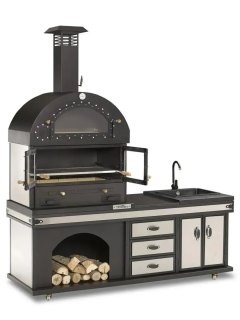 Barbacoa de cocina Dionysos mediana cromada con fregadero