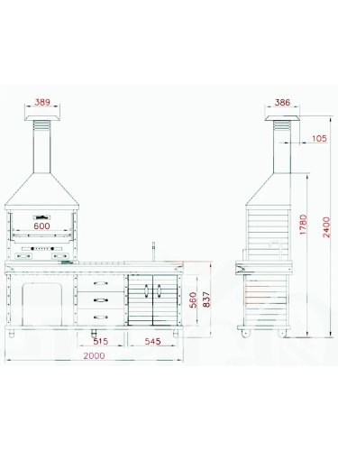 Barbacoa y cocina con fregadero Appolo mediano