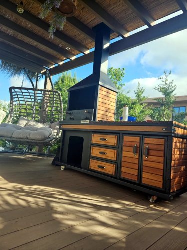 Barbacoa y cocina con fregadero Appolo mediano