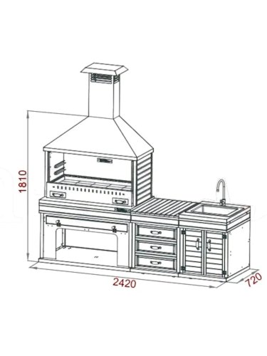 Barbecue d'été Appolo Medium | Robuste avec évier intégré