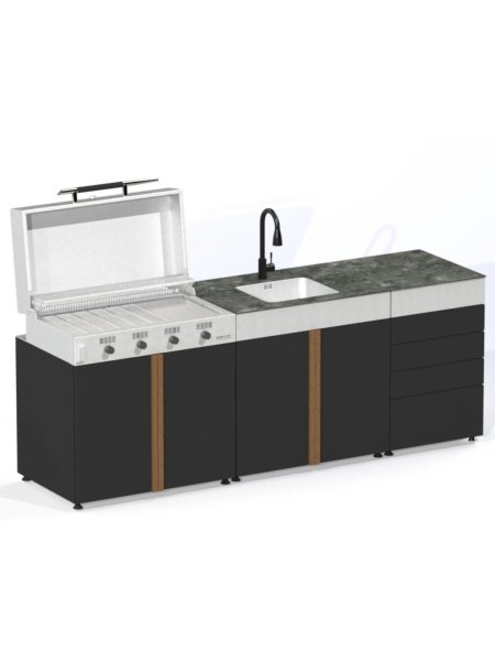 Cocina exterior CADIZ 250 cm - 3 módulos