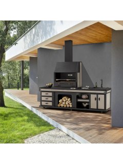 Barbacoa de cocina de verano cromada grande Vulcain + fregadero 2